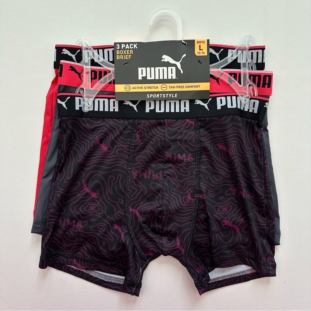 Puma 3 Pack Boxer Brief Size L 12-14 Boys